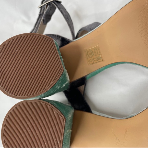 Midas Block Heel Sandals Blue Velvet Strappy - Picture 10 of 11